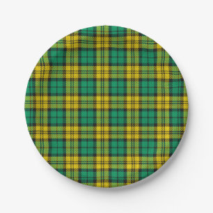 Yellow Green Blackwatch Campbell Tartan Kariert Pappteller