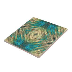 Yellow Green Blue Aquamarin Türkis Ethnic Stammeku Fliese