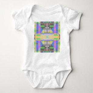 Yellow Green Blue Lila Geometric Baby Strampler