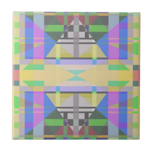 Yellow Green Blue Lila Geometric Fliese