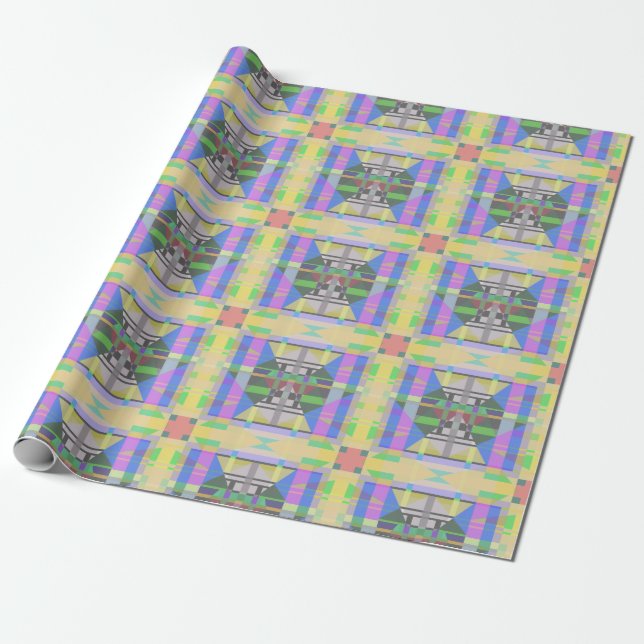 Yellow Green Blue Lila Geometric Geschenkpapier (Ungerollt)