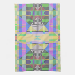 Yellow Green Blue Lila Geometric Geschirrtuch