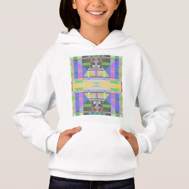 Yellow Green Blue Lila Geometric Hoodie (Vorderseite)