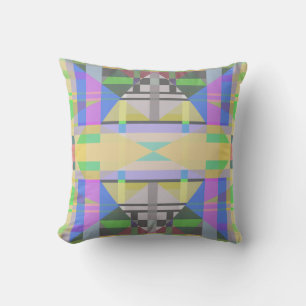 Yellow Green Blue Lila Geometric Kissen