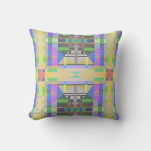 Yellow Green Blue Lila Geometric Kissen