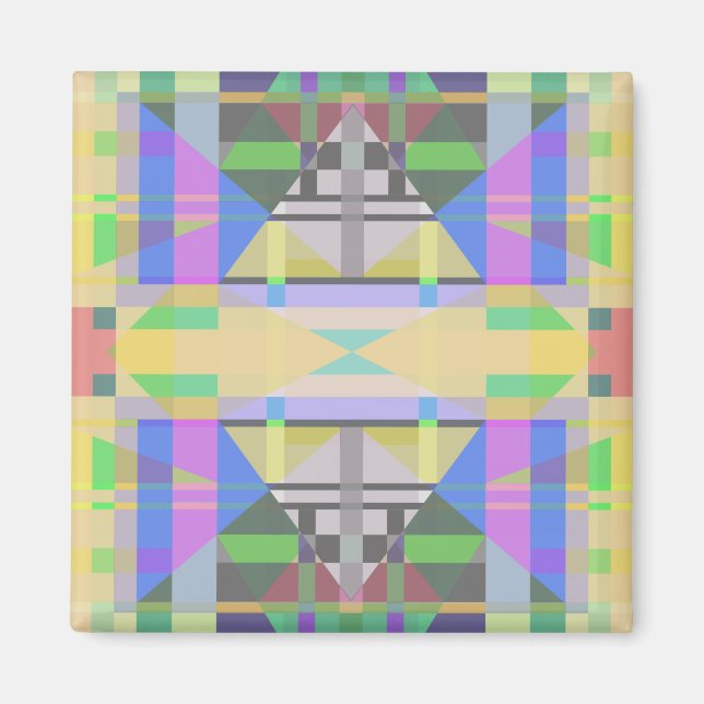 Yellow Green Blue Lila Geometric Magnet (Vorne)