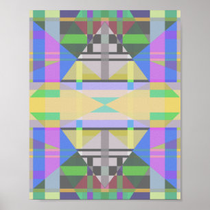 Yellow Green Blue Lila Geometric Poster