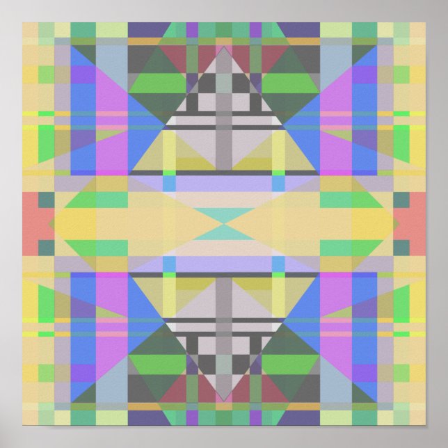 Yellow Green Blue Lila Geometric Poster (Vorne)
