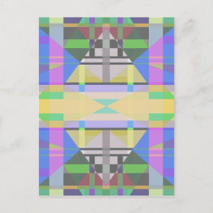 Yellow Green Blue Lila Geometric Postkarte