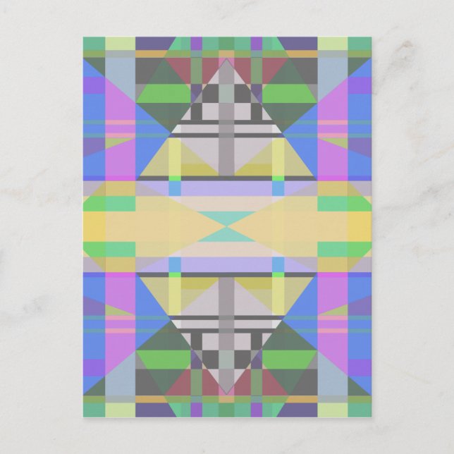 Yellow Green Blue Lila Geometric Postkarte (Vorderseite)