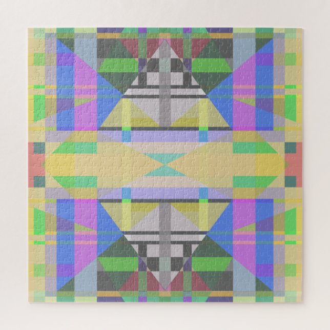 Yellow Green Blue Lila Geometric Puzzle (Vertikal)