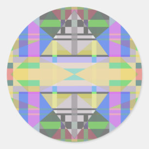 Yellow Green Blue Lila Geometric Runder Aufkleber