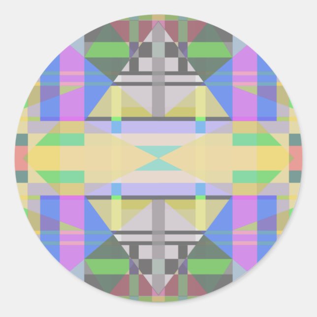 Yellow Green Blue Lila Geometric Runder Aufkleber (Vorderseite)