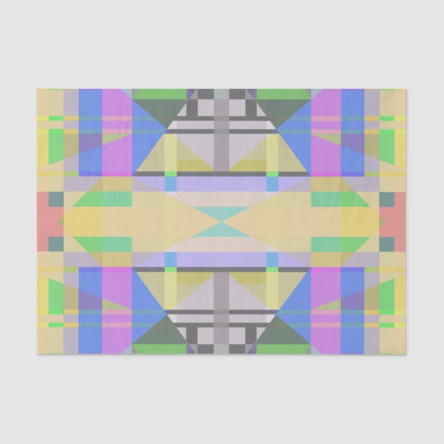 Yellow Green Blue Lila Geometric Seidenpapier (Vorderseite)