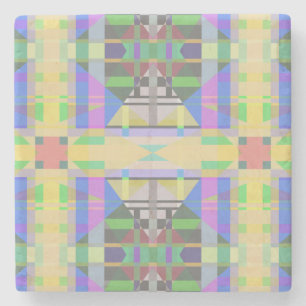 Yellow Green Blue Lila Geometric Steinuntersetzer