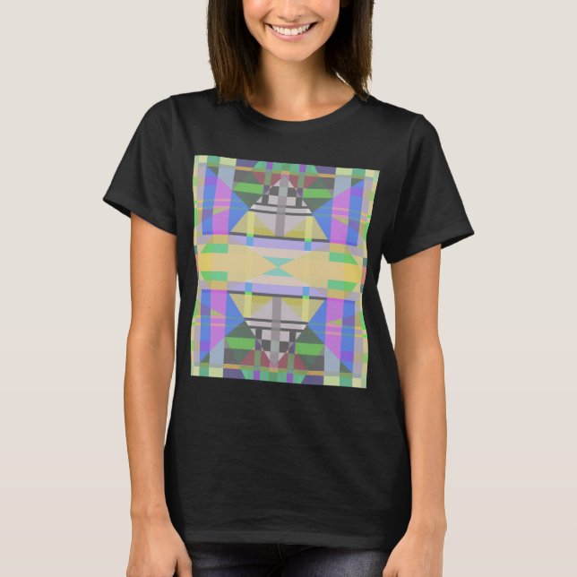 Yellow Green Blue Lila Geometric T-Shirt (Vorderseite)