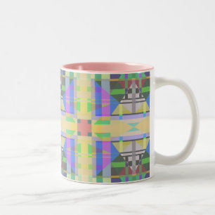 Yellow Green Blue Lila Geometric Zweifarbige Tasse