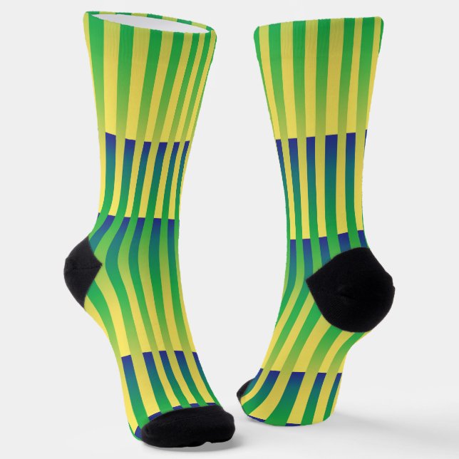 Yellow Green Blue Striped Pattern Socken (Gewinkelt)