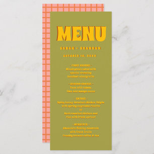 Yellow Green Bold Groovy Typografy Wedding Menu Menükarte