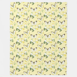 Yellow Green Butterflies Birthday Fleecedecke
