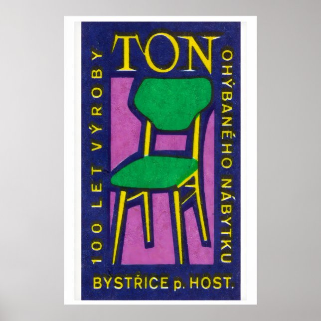 Yellow Green Chair - Matchbox Print - Czech Wall Poster (Vorne)