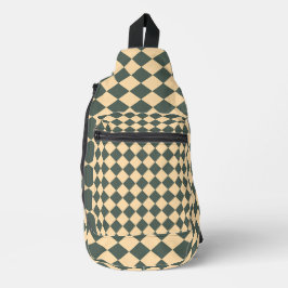 Yellow Green Checker Diamond Pattern Crossbody Bag