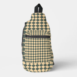 Yellow Green Checker Diamond Pattern Crossbody Bag