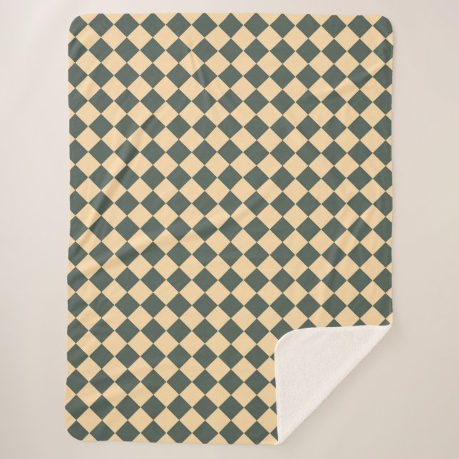 Yellow Green Checker Diamond Pattern Sherpadecke (Vorderseite)