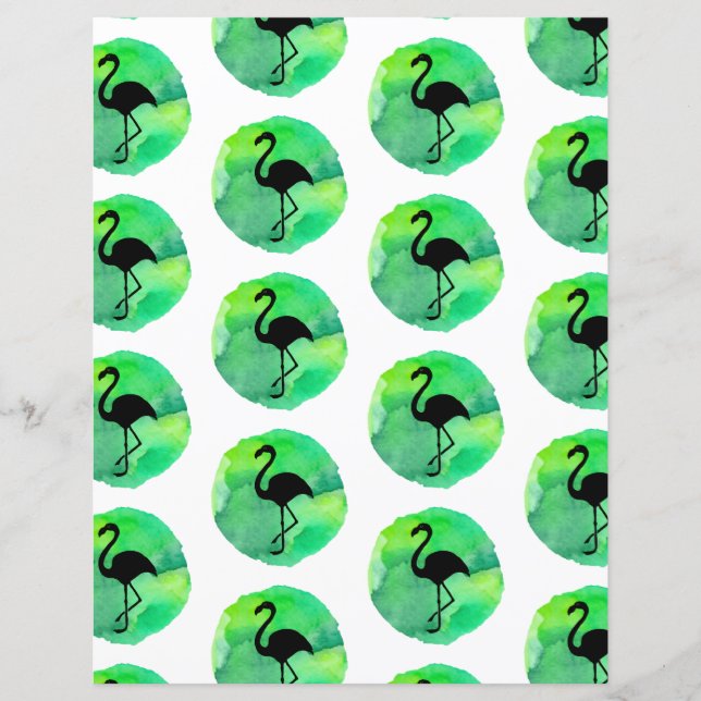 Yellow Green Flamingo Muster Scrapbook Paper (Vorderseite)