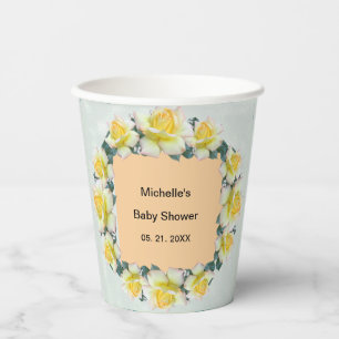 Yellow Green Florals Tafelgeschirr Pappbecher