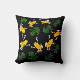 Yellow Green Frogs Pattern Kissen