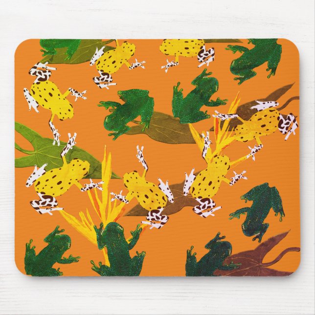 Yellow Green Frogs Pattern Mousepad (Vorne)