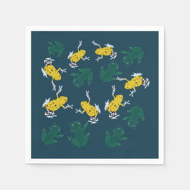 Yellow Green Frogs Pattern Serviette (Vorderseite)