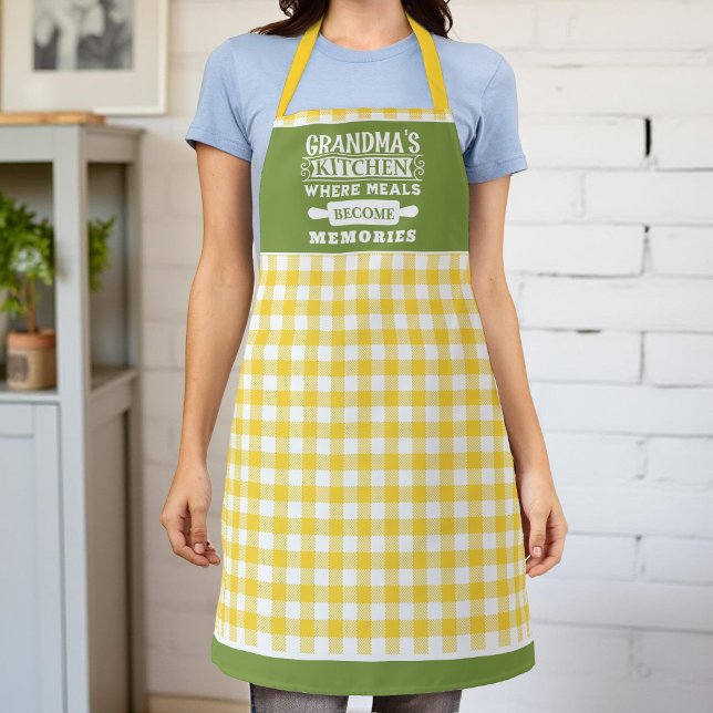 Yellow Green Gingham Oma Meals Erinnerungen Schürze (Von Creator hochgeladen)