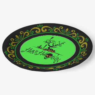 Yellow Green Happy Halloween Grave Yard Pappteller