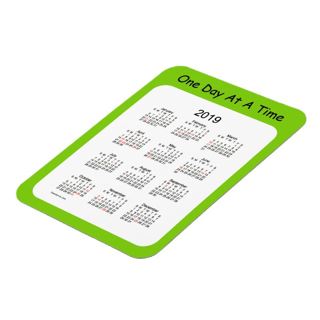 Yellow Green Holiday Calendar von Janz 2019 Magnet (Linke Seite)