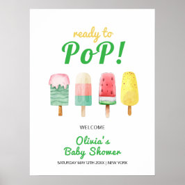 Yellow Green Ice Cream Pop Baby Dusche Willkommen Poster