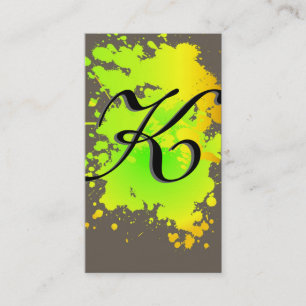 Yellow Green Ink Paint Splash Business Card Visitenkarte