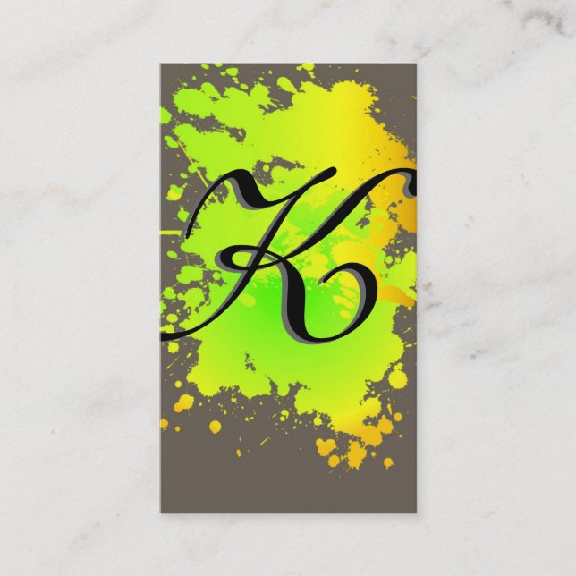 Yellow Green Ink Paint Splash Business Card Visitenkarte (Vorderseite)