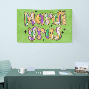 Yellow Green Lila Mardi Gras Banner