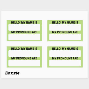 Yellow Green Name & Pronoun Labels Rechteckiger Aufkleber