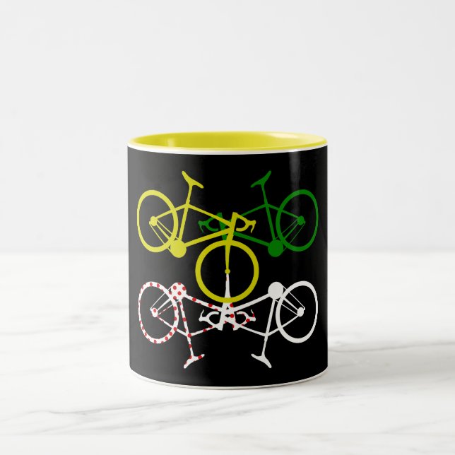 Yellow Green Polka-Dot Jerseys Zweifarbige Tasse (Mittel)