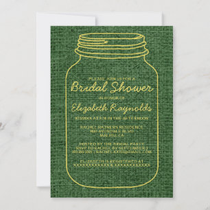 Yellow Green Rustic Mason Jar Brautparty Einladung