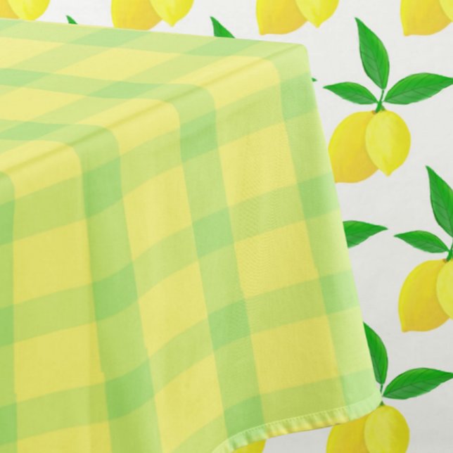 Yellow Green Rustic Plaid Check Tischdecke (Rustic yellow green plaid )