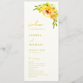 Yellow Green Summer Floral Vibrant Bloom Wedding Programm