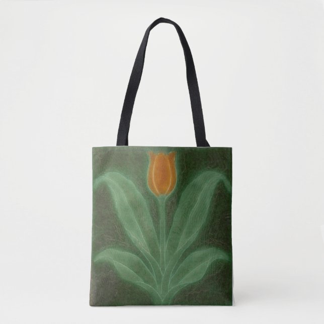 Yellow Green Tulip Art Nouveau Tile (Vorderseite)