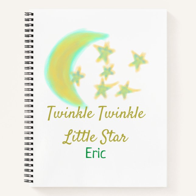 Yellow green twinkle Twinkle Little Star geben Nam Notizbuch (Vorderseite)