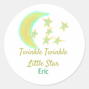 Yellow green twinkle Twinkle Little Star geben Nam Runder Aufkleber