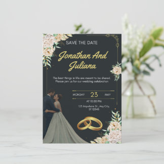 Yellow & Green Vintage Wedding Invitation Einladung