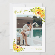 Yellow Green Watercolor Floral Romantic Wedding